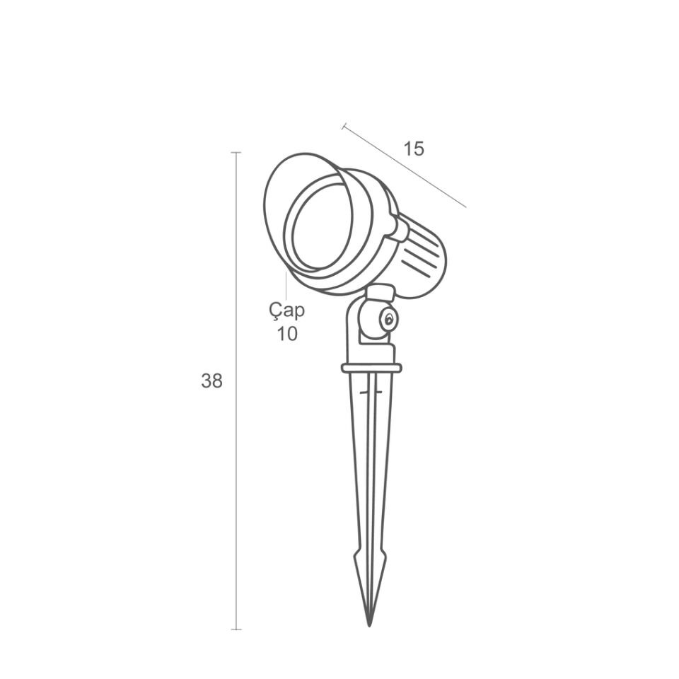 RDS1005 ANTRASİT ŞAPKALI KAZIKLI ÇİM ARM.IP65 GU10
