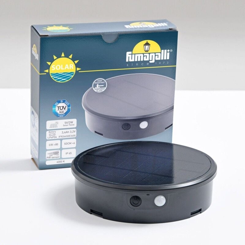 MIZAR/ROSETTA BLACK FROSTED SOLAR LED Ø150 PIR 4K