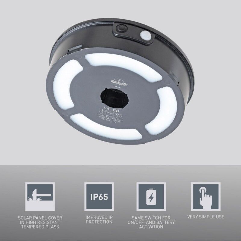 MIZAR/ROSETTA BLACK FROSTED SOLAR LED Ø150 PIR 4K