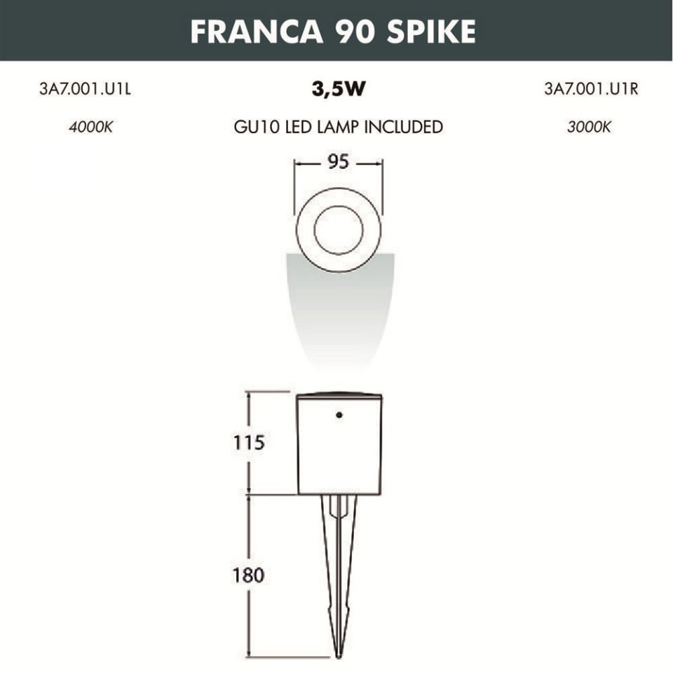 FRANCA 90 SPIKE BLACK FROSTED GU10 LED 6W CCT SET