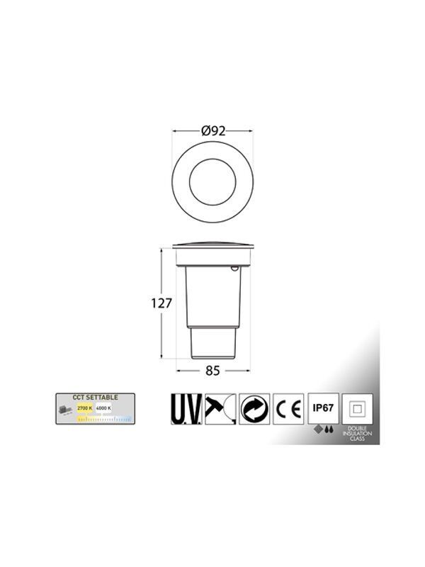 CECI 90 BLACK FROSTED GU10 LED 6W CCT SET