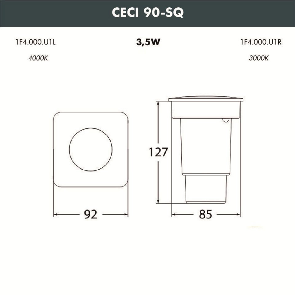 CECI 90 SQUARE BLACK FROSTED GU10 LED 6W CCT SET