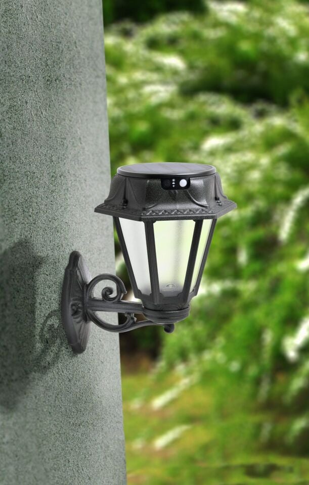 BISSO/ROSETTA BLACK FROSTED SOLAR LED Ø150 PIR CCT