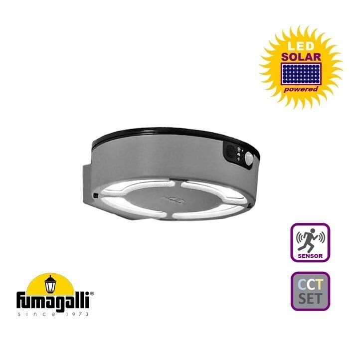 FORTUNATO GREY SOLAR LED Ø150 PIR CCT SE T