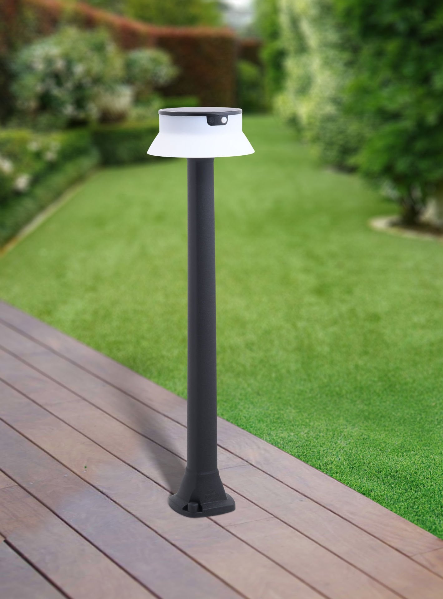 JOSEPHA 800 BLACK SOLAR LED Ø150 PIR CCT SET OPAL